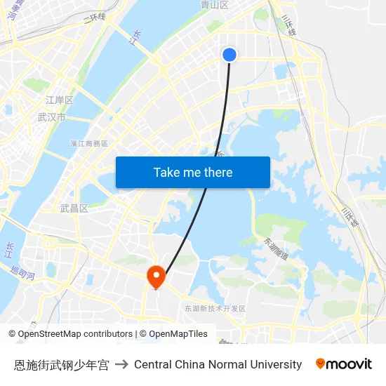 恩施街武钢少年宫 to Central China Normal University map