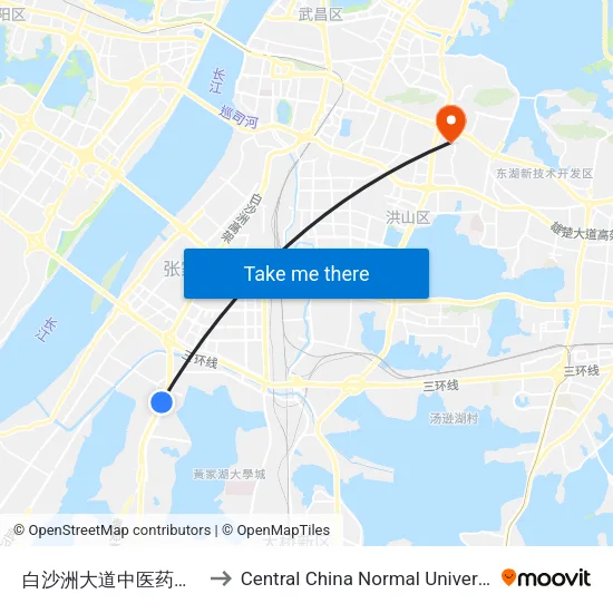 Baishazhou Avenue TCM University to Central China Normal University map