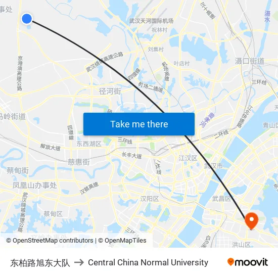 Dongbai Road Xudong Brigade to Central China Normal University map