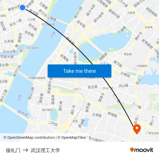循礼门 to 武汉理工大学 map