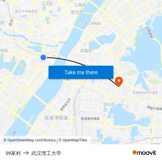 钟家村 to 武汉理工大学 map