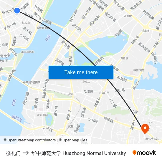 循礼门 to 华中师范大学 Huazhong Normal University map