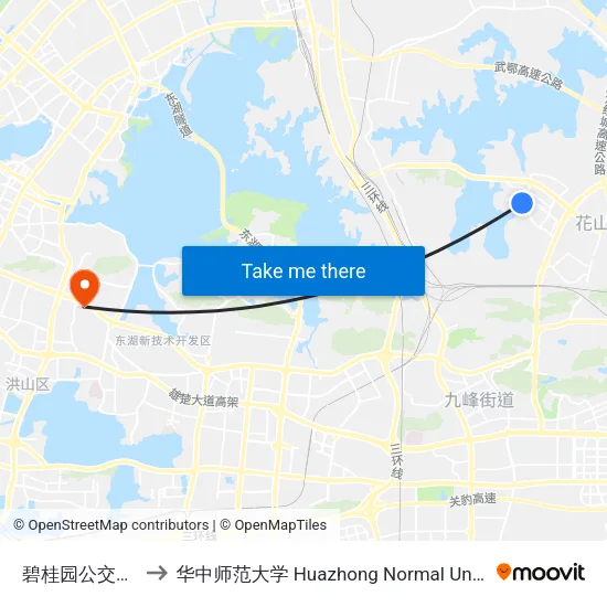 碧桂园公交场站 to 华中师范大学 Huazhong Normal University map