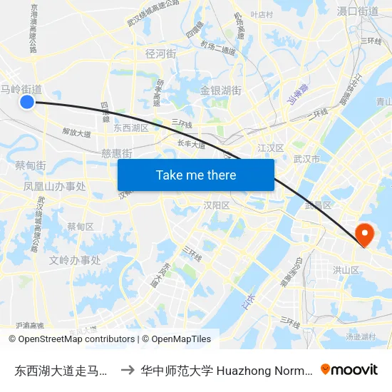 东西湖大道走马岭壹號路 to 华中师范大学 Huazhong Normal University map