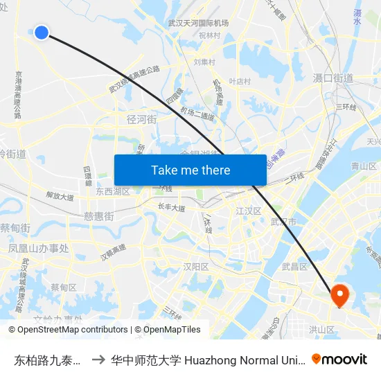 东柏路九泰驾校 to 华中师范大学 Huazhong Normal University map