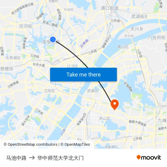 马池中路 to 华中师范大学北大门 map