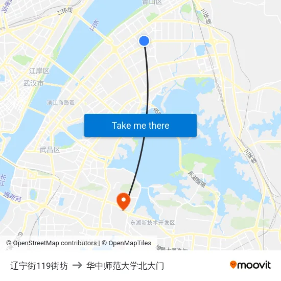 辽宁街119街坊 to 华中师范大学北大门 map