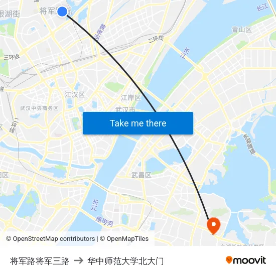 将军路将军三路 to 华中师范大学北大门 map