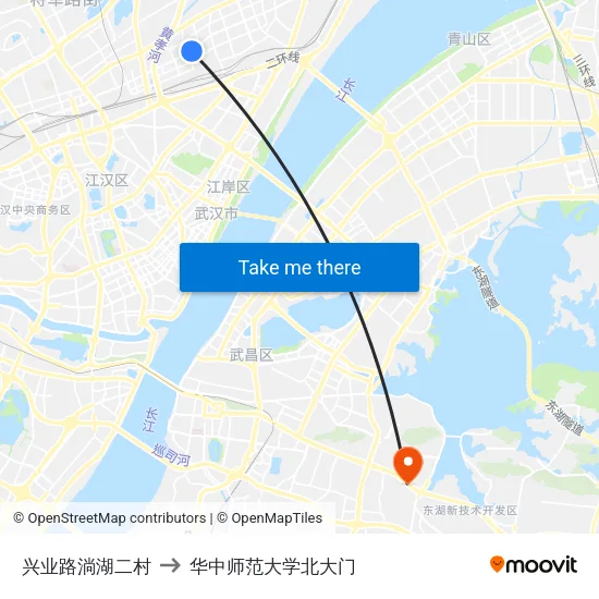 兴业路淌湖二村 to 华中师范大学北大门 map