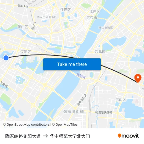 陶家岭路龙阳大道 to 华中师范大学北大门 map