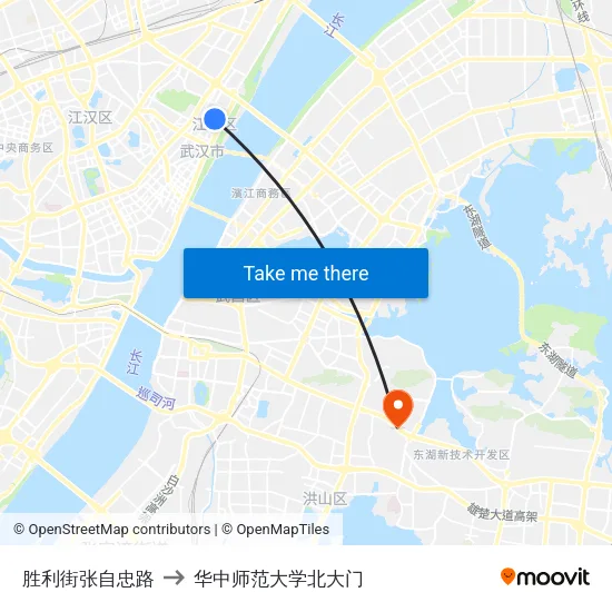 胜利街张自忠路 to 华中师范大学北大门 map