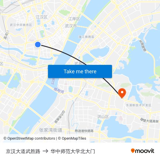 京汉大道武胜路 to 华中师范大学北大门 map