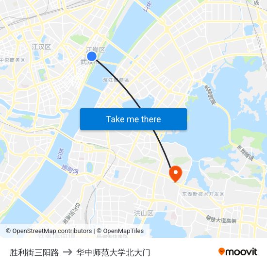 胜利街三阳路 to 华中师范大学北大门 map