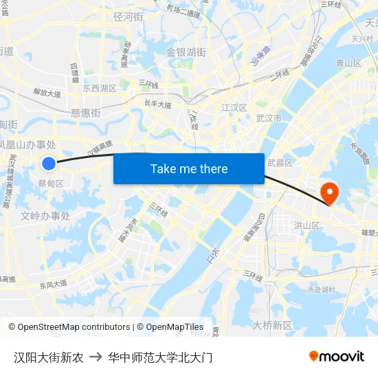 汉阳大街新农 to 华中师范大学北大门 map