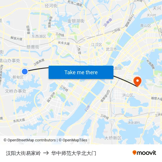 汉阳大街易家岭 to 华中师范大学北大门 map