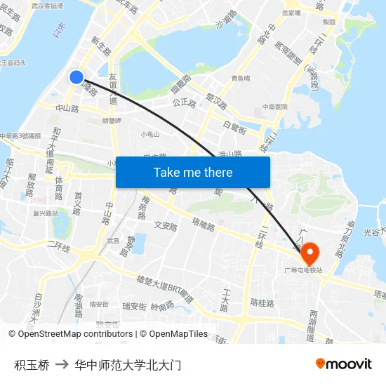 积玉桥 to 华中师范大学北大门 map