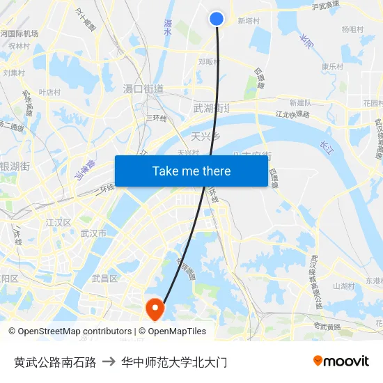 黄武公路南石路 to 华中师范大学北大门 map