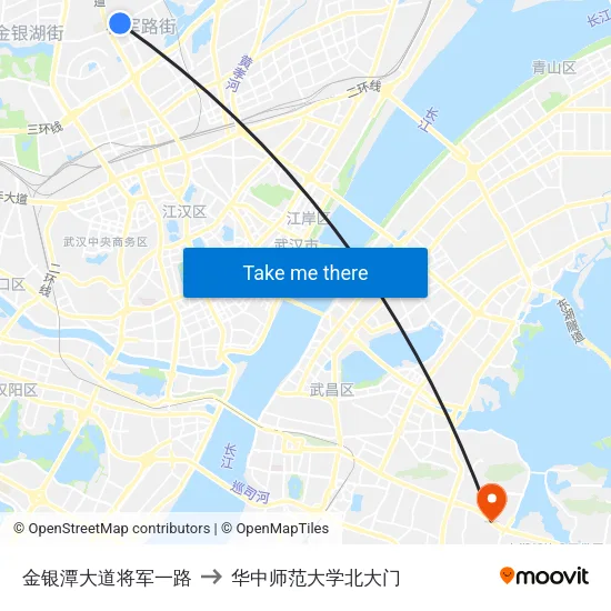 金银潭大道将军一路 to 华中师范大学北大门 map