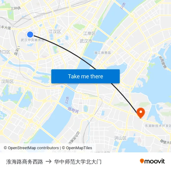 淮海路商务西路 to 华中师范大学北大门 map