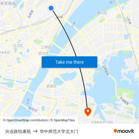 兴业路怡康苑 to 华中师范大学北大门 map