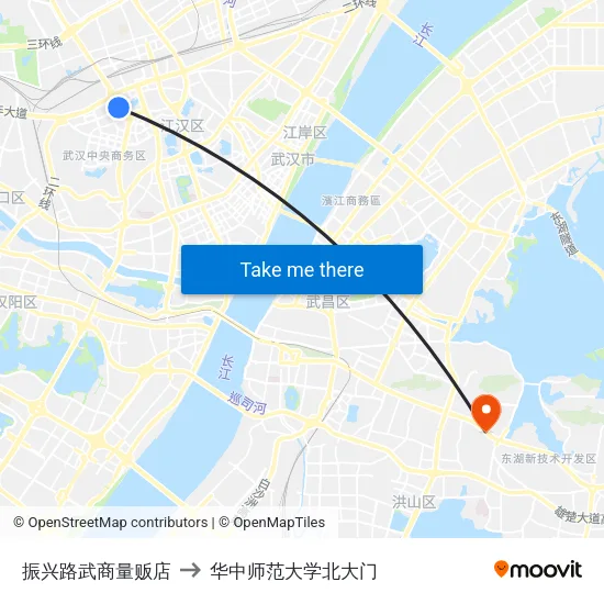振兴路武商量贩店 to 华中师范大学北大门 map