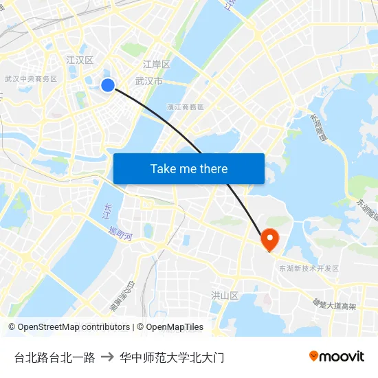 台北路台北一路 to 华中师范大学北大门 map
