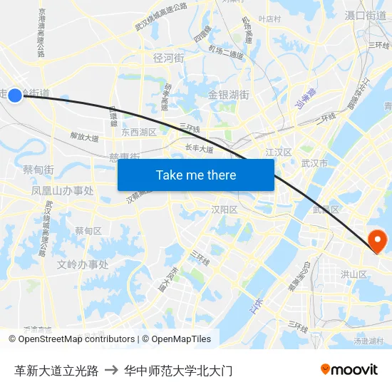 革新大道立光路 to 华中师范大学北大门 map