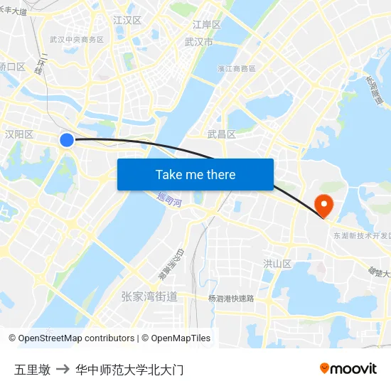 五里墩 to 华中师范大学北大门 map