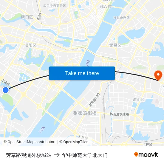 芳草路观澜外校城站 to 华中师范大学北大门 map