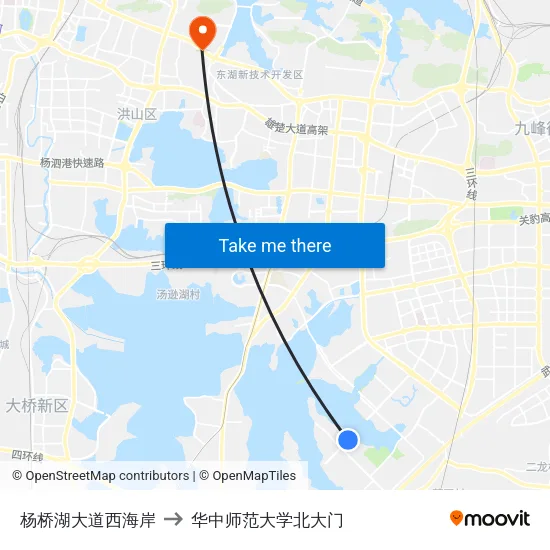 杨桥湖大道西海岸 to 华中师范大学北大门 map