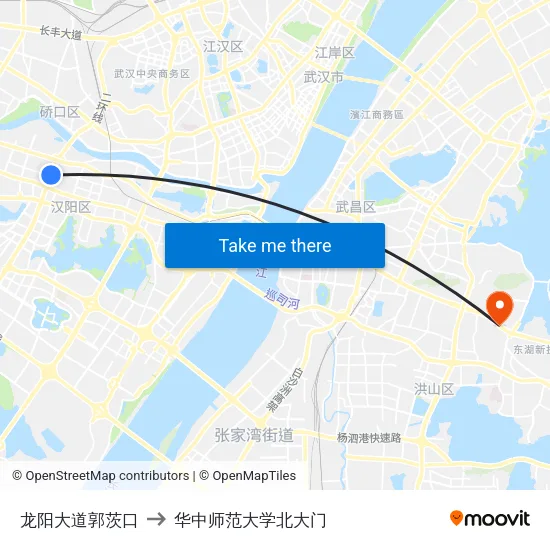 龙阳大道郭茨口 to 华中师范大学北大门 map