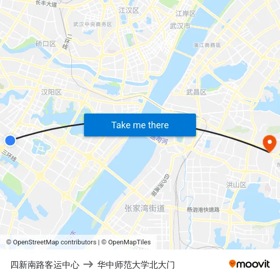 四新南路客运中心 to 华中师范大学北大门 map