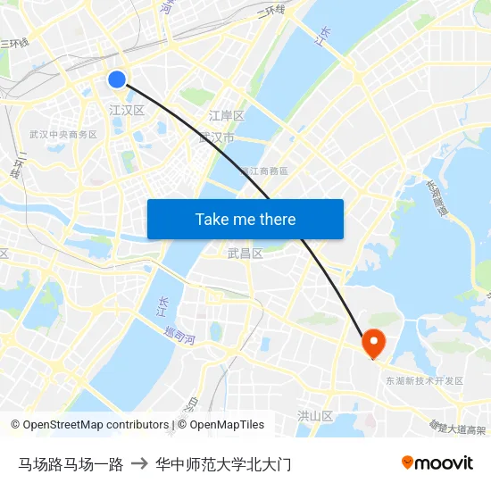 马场路马场一路 to 华中师范大学北大门 map