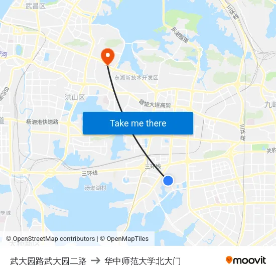 武大园路武大园二路 to 华中师范大学北大门 map