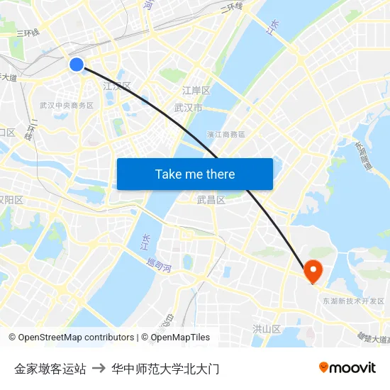 金家墩客运站 to 华中师范大学北大门 map
