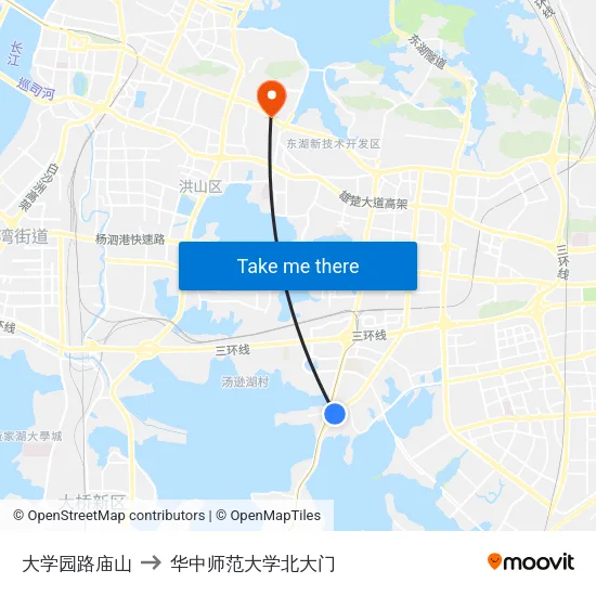 大学园路庙山 to 华中师范大学北大门 map