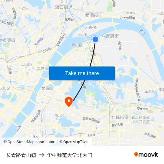 长青路青山镇 to 华中师范大学北大门 map
