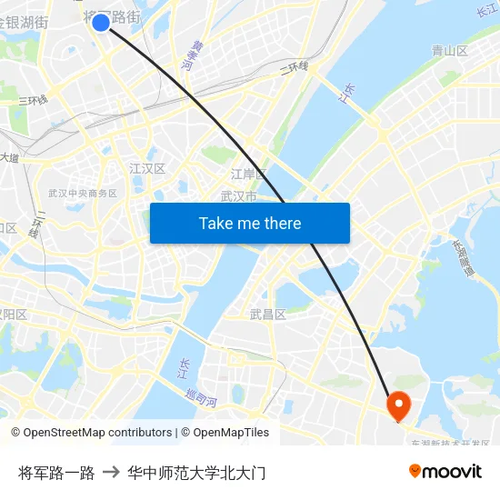 将军路一路 to 华中师范大学北大门 map