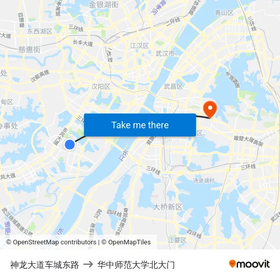 神龙大道车城东路 to 华中师范大学北大门 map