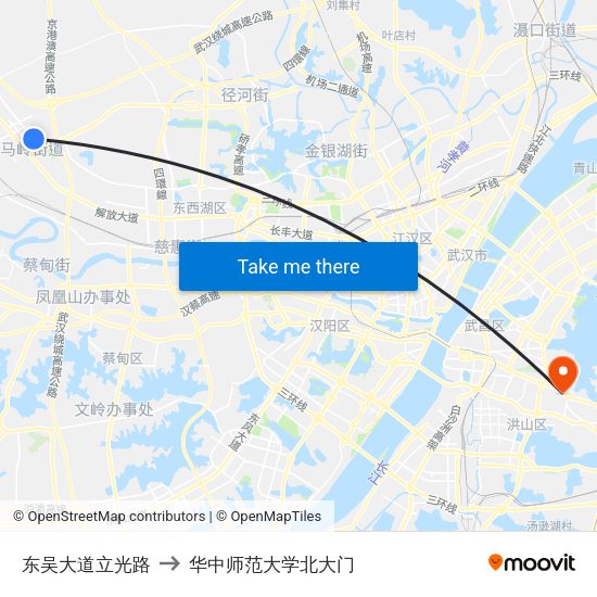 东吴大道立光路 to 华中师范大学北大门 map