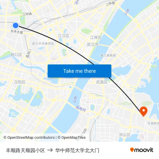 丰顺路天顺园小区 to 华中师范大学北大门 map
