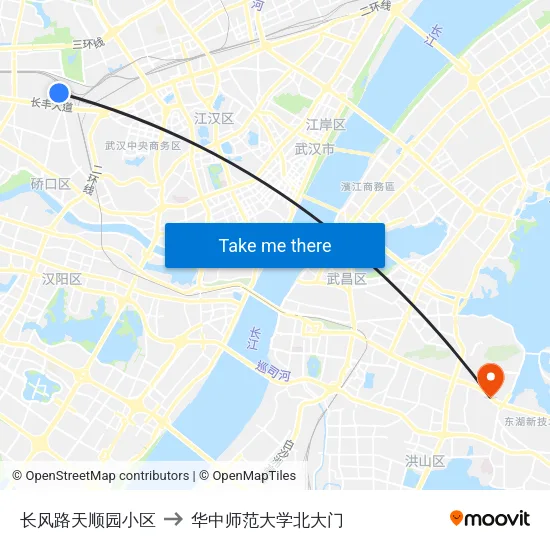 长风路天顺园小区 to 华中师范大学北大门 map