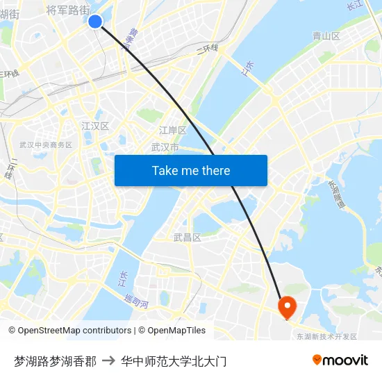 梦湖路梦湖香郡 to 华中师范大学北大门 map