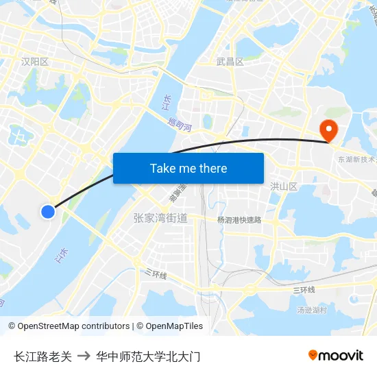 长江路老关 to 华中师范大学北大门 map