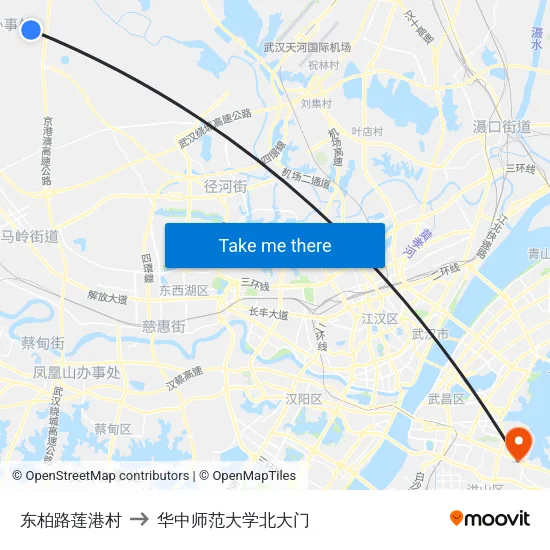 东柏路莲港村 to 华中师范大学北大门 map