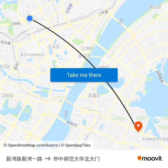 新湾路新湾一路 to 华中师范大学北大门 map