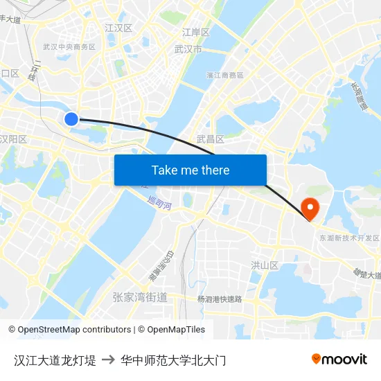 汉江大道龙灯堤 to 华中师范大学北大门 map