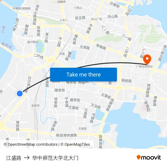 江盛路 to 华中师范大学北大门 map