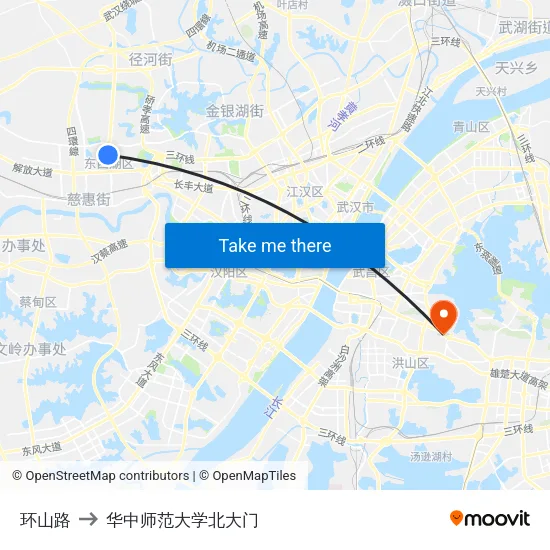 环山路 to 华中师范大学北大门 map