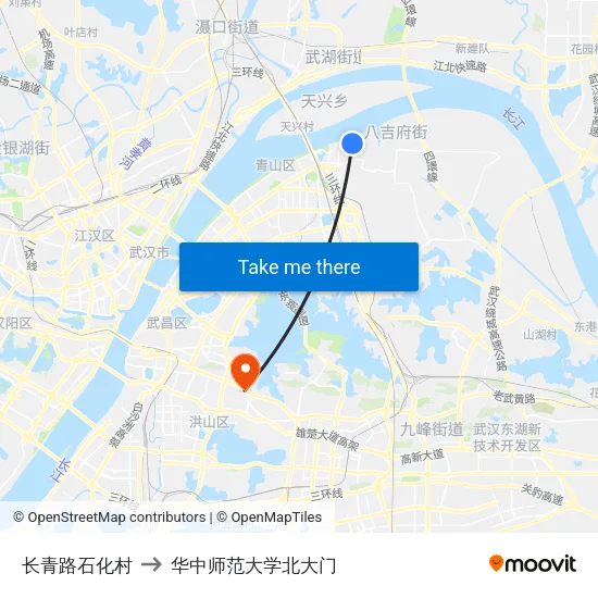 长青路石化村 to 华中师范大学北大门 map